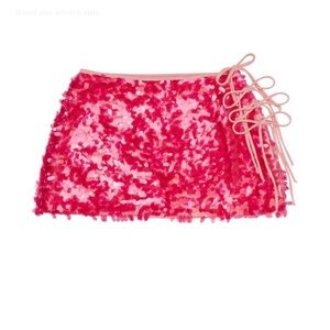By Gianna Ella Mini hot pink sequin tie skirt
